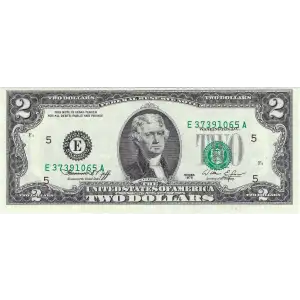 $2 1976 Green seal Small Size $2 Federal Reserve Notes 1935-E