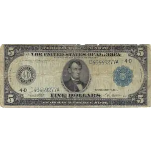 $5 1914 Blue Seal Federal Reserve Notes 859A