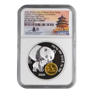 2020 Chinese Silver Panda 50 Grams NGC PF-70 Ultra Cameo, Pittsburgh ANA World's Fair of Money, Official Mint Medal FDI (2)