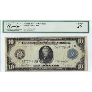 $10 1914 Blue Seal Federal Reserve Notes 911B
