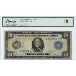 $20 1914 Blue Seal Federal Reserve Notes 993