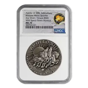 2020 Private Issued Medals NGC MS-70 Robbins Medal Restrike 2 ozt Silver With Space flown Materials