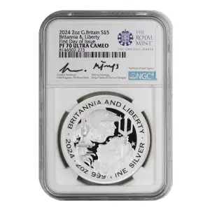 2024 Britannia & Liberty 2 oz Silver NGC PF-70 First Day of Issue, Ultra Cameo