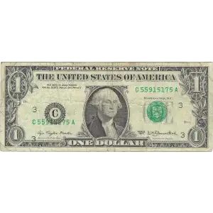 $1 1977 Green seal. Small Size $1 Federal Reserve Notes 1909-C