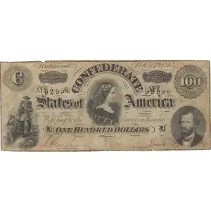 $100   Issues of the Confederate States of America CS-65