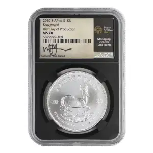 2020 South African Krugerrand Silver 1 oz NGC MS-70 First Day of Production (2)