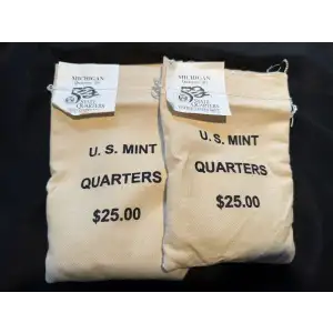 2004- P.D. State Quarters Michigan $25 U.S. Mint Sewn Bags