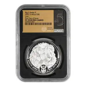 2022 South Africa The Big Five 1 oz Silver NGC PF-70 Lion, Series II, First day of Issue, Ultra Cameo (2)