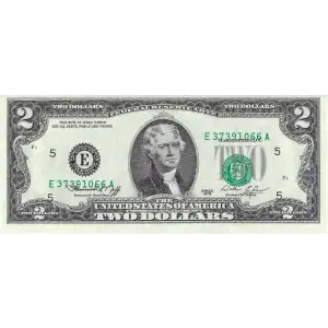 $2 1976 Green seal Small Size $2 Federal Reserve Notes 1935-E