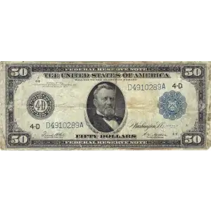 $50 1914 Blue Seal Federal Reserve Notes 1036