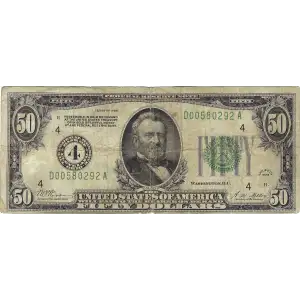 $50 1928  Small Size $50 Federal Reserve Notes 2100-D