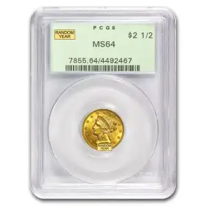 $2.50 Gold Liberty Head Quarter Eagle PCGS MS64 (Year Varies)