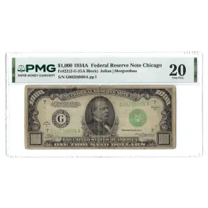 $1,000 1934-A.  High Denomination Notes 2212-G (2)