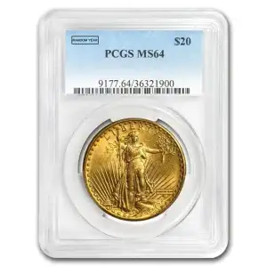 $20 Gold Saint Gaudens Double Eagle PCGS MS64 (Year Varies) (2)