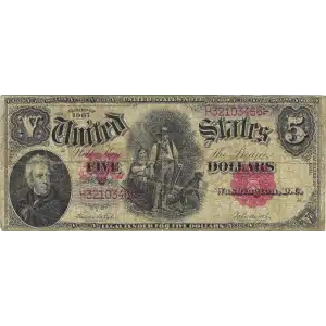 $5  Small Red, scalloped Legal Tender Issues 88