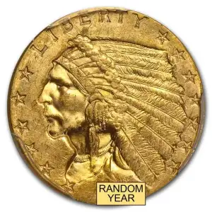 $2.50 Gold Indian Head Quarter Eagle PCGS MS63 (Year Varies) (2)