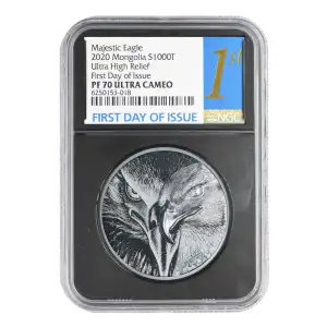 2020 Mongolia Falcon 2 oz Silver NGC PF-70 Ultra-High Relief, First day of Issue, Ultra Cameo
