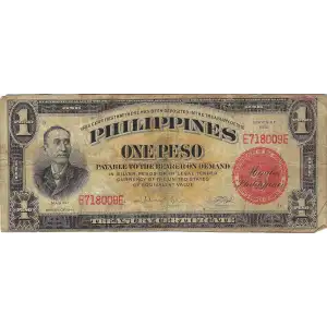1 Peso 1941, 1941 Issue a. Regular issue. Serial # El E to E6 000 000E Philippines 89