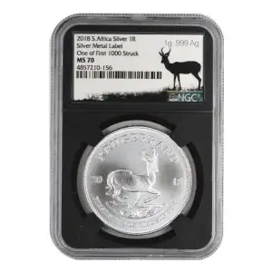 2018 South African Krugerrand Silver 1 oz NGC MS-70 One of First 1000 Struck
