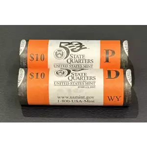 2007 P&D Wyoming State Quarters BU Mint Rolls