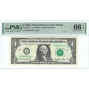$1 2006 Green seal. Small Size $1 Federal Reserve Notes 1932-F*