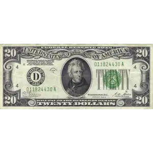 1928 $20 D11824430A
