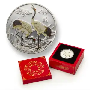 2013 $2 Feng Shui: Cranes - Pure Silver Coin w/ Box & COA (2)