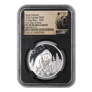 2023 Grizzly Bear - UHR First Day of Issue Great Hunters ULTRA CAMEO