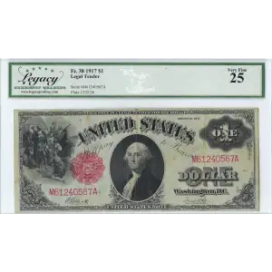 $1 1917 Small Red, scalloped Legal Tender Issues 38
