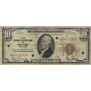 $10 1929 brown seal Small Federal Reserve Bank Notes 1860-B