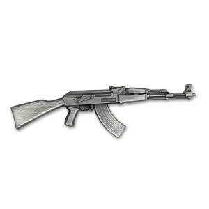 2024 2 oz Antique Republic of Chad Silver AK-47 Rifle Shaped Coin