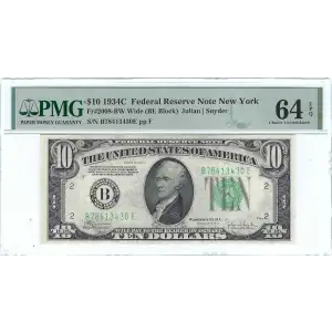 $10 1934-C.  Small Size $10 Federal Reserve Notes 2008-B