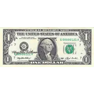 $1 1993 Green seal. Small Size $1 Federal Reserve Notes 1918-G