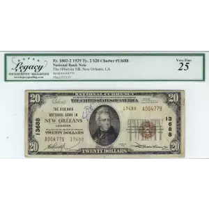 $20 1929 small brown seal. Small National Bank Notes 1802-2