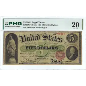 $5 New Series 1-23 at bottom right Type 2 Legal Tender Issues 62