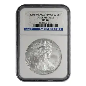 2008 W BURNISHED SILVER EAGLE REV OF 07 EARLY RELEASES