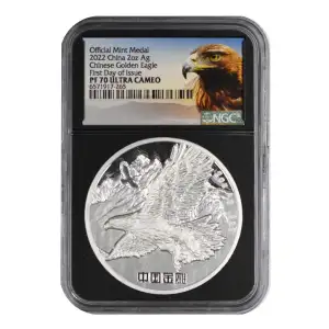 2022 Chinese Golden Eagle 2 oz Silver NGC PF-70 First Day of Issue, Ultra Cameo