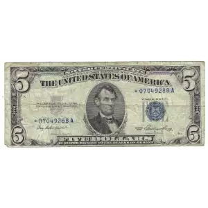 $5 1953 blue seal. Small Silver Certificates 1655*