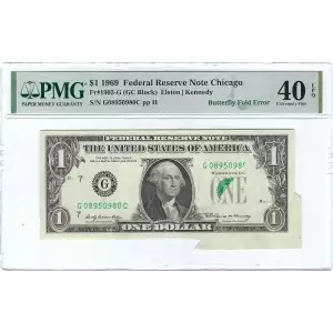 $1 1969 Green seal. Small Size $1 Federal Reserve Notes 1903-G