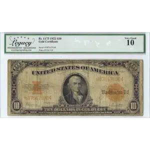 $10 1922 Gold Gold Certificates 1173