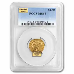 $2.50 Gold Indian Head Quarter Eagle PCGS MS64 (Year Varies) (3)