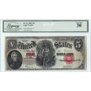 $5  Small Red, scalloped Legal Tender Issues 91