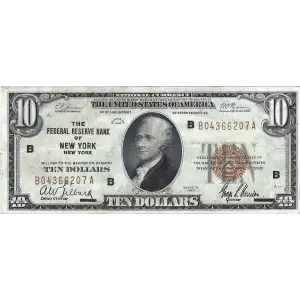 $10 1929 brown seal Small Federal Reserve Bank Notes 1860-B
