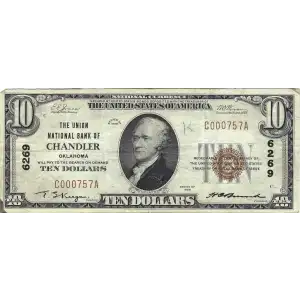 $10 1929 small brown seal. Small National Bank Notes 1801-1