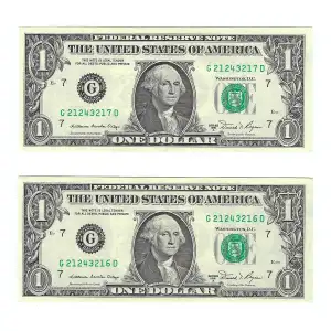 $1 1981-A. Green seal. Small Size $1 Federal Reserve Notes 1912-G