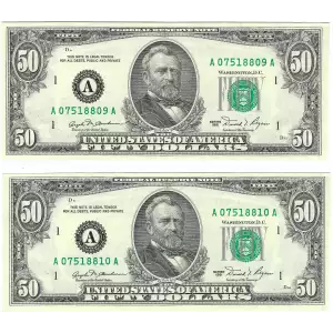 $50 1981 blue-Green seal. Small Size $50 Federal Reserve Notes 2120-A