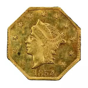 Territorial Gold -California Small Denomination Gold-Quarter Dollar Octagonal-Liberty Head -Gold- 0.25 Dollar (5)