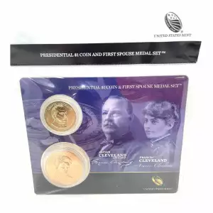 U.S. Mint Pres. $1 Coin and Spouse Medal Set: Grover & Frances Cleveland Term 2