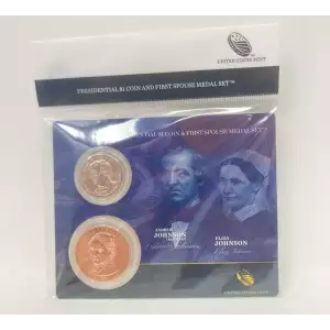 U.S. Mint Presidential $1 Coin and Spouse Medal Set: Andrew and Eliza Johnson